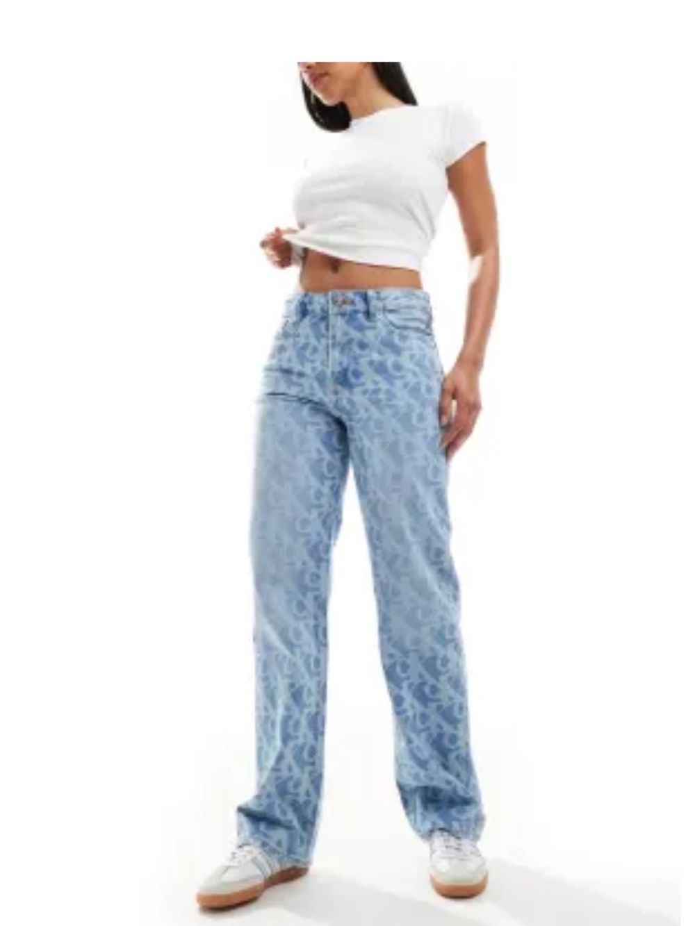 Calvin Klein Jeans signature 90s all over print jeans in mid blue
